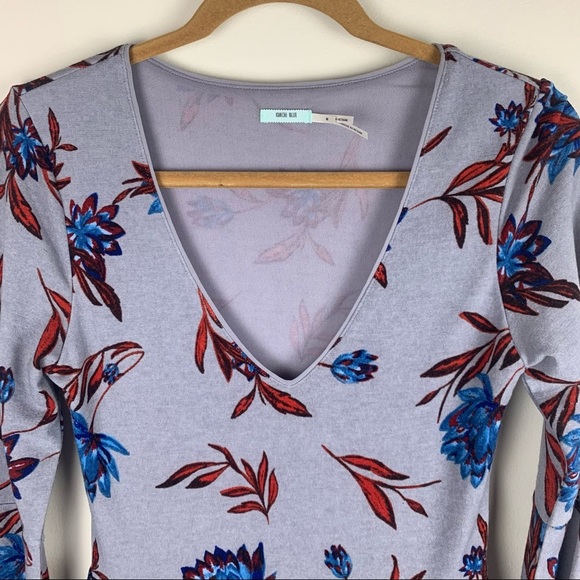 UO Kimichi Blue Floral Print V-Neck Purple Dress - Picture 5 of 11